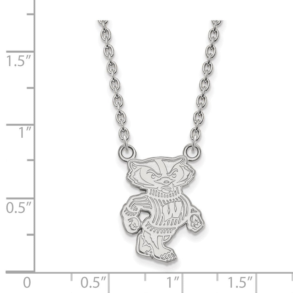 LogoArt Sterling Silver University Of Wisconsin Large Pendant Necklace