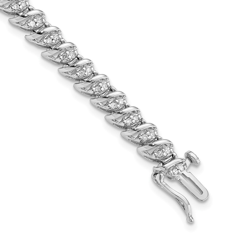 Sterling Silver Rhodium Plated Diamond Bracelet 7 inches