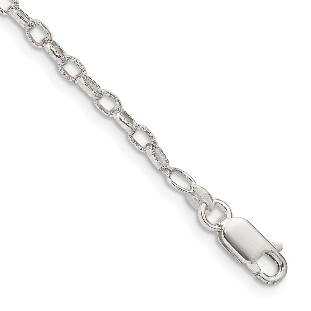 Sterling Silver 3mm Fancy Patterned Rolo Chain 8 inches