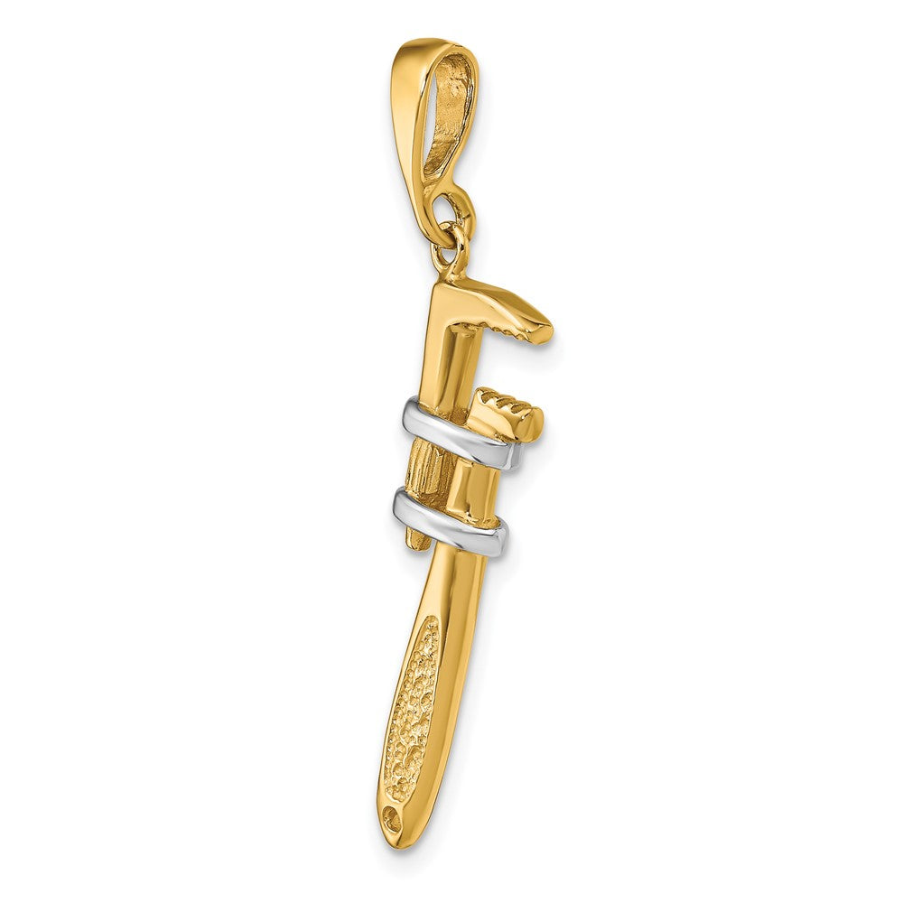 10k & Rhodium 3-D Plummer's Wrench Charm