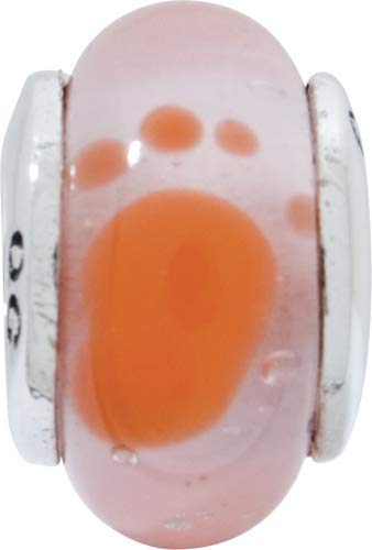 Sterling Silver Reflections Kids Orange Foot Mur.Glass Bead