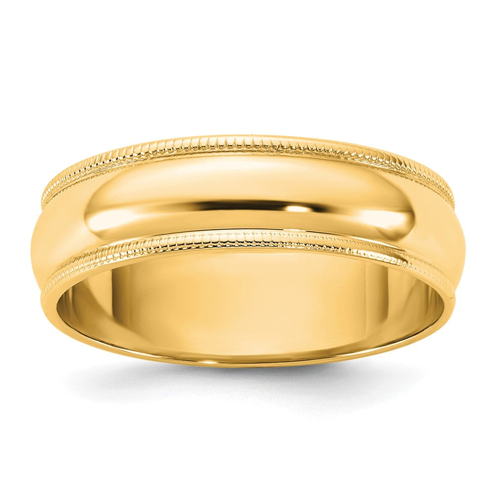14KY 5.5mm LTW Milgrain Half Round Band Size 10