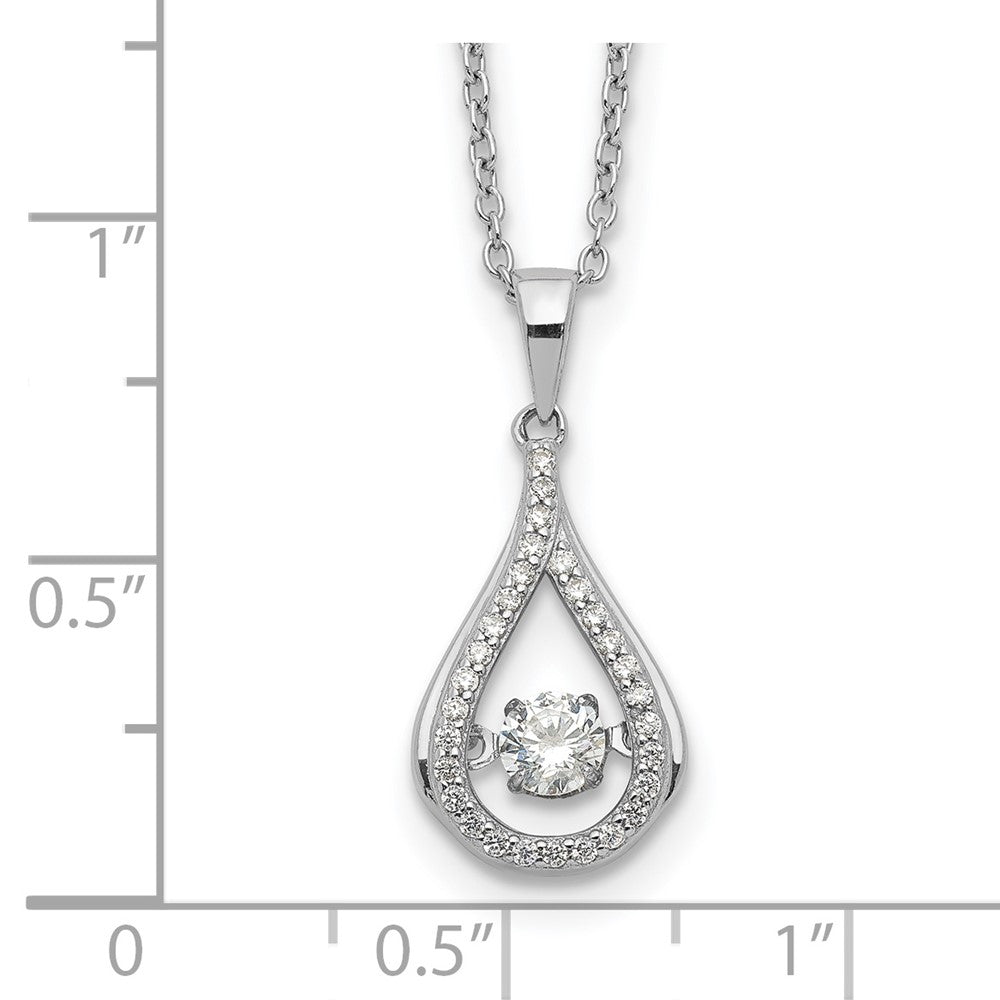Cheryl M Sterling Silver Rhodium-plated Brilliant-cut Vibrant CZ Teardrop 18 Inch Necklace 18 Inches