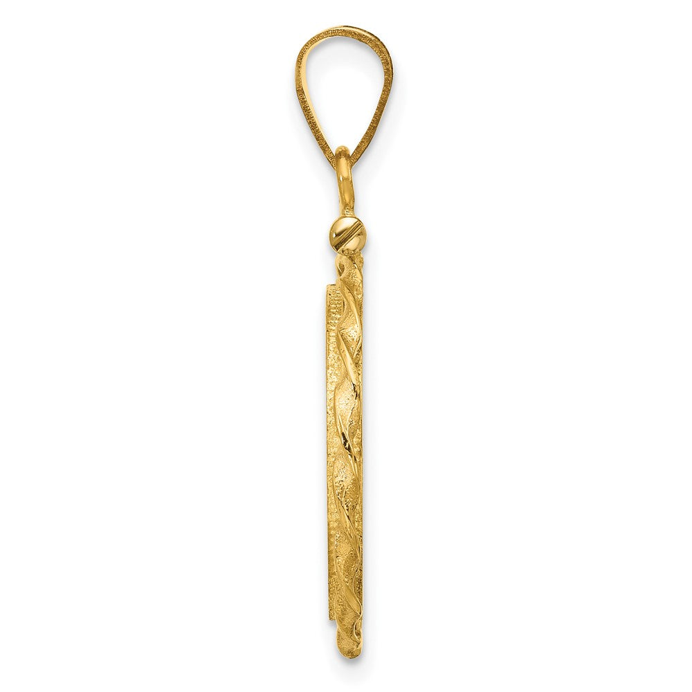 Wideband Distinguished Coin Jewelry 14k Polished Wide Twisted Wire 16.5mm x 1.35mm Screw Top Coin Bezel Pendant