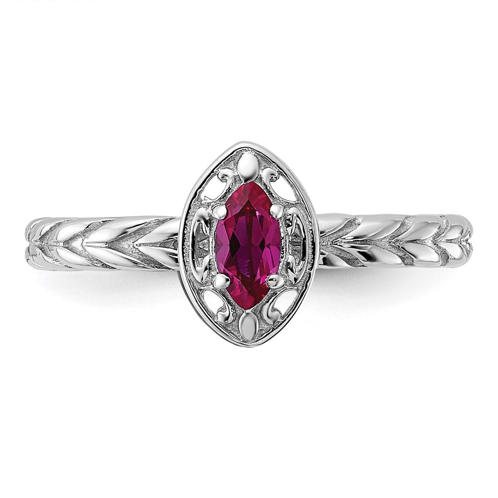 Sterling Silver Stackable Expressions Created Ruby Ring