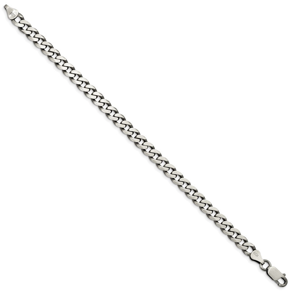 Sterling Silver Antiqued 6.5mm Curb Chain 9 inches
