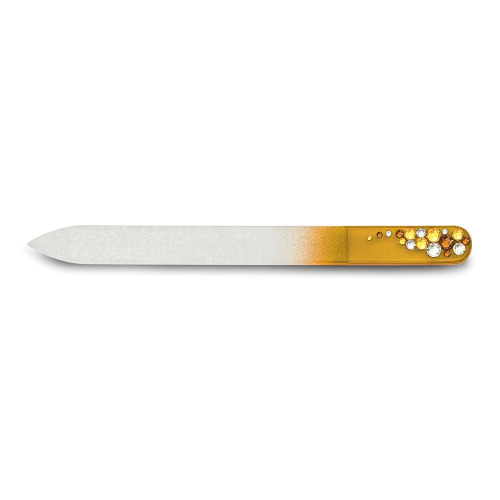 Luxury Giftware Set of 12 Orange Crystal Design Long Glass Nail Files