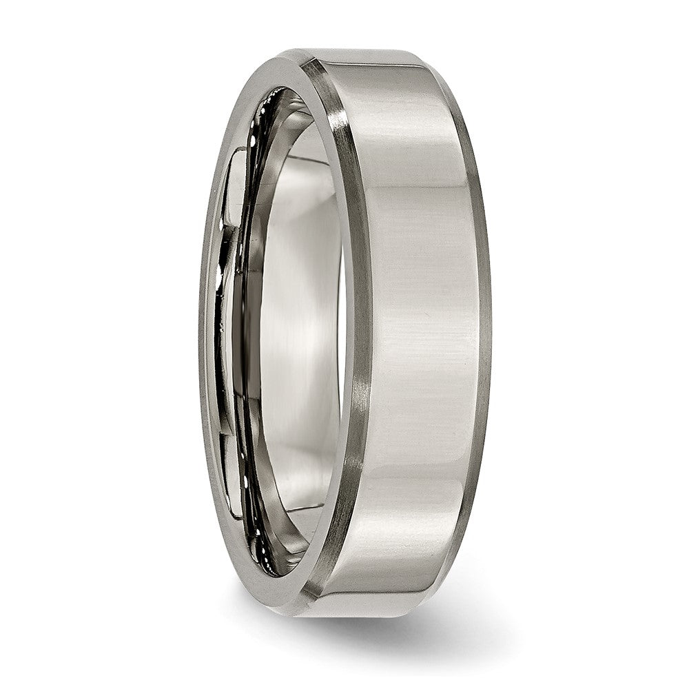 Titanium Brushed and Polished 6mm Beveled Edge Band Size - 12