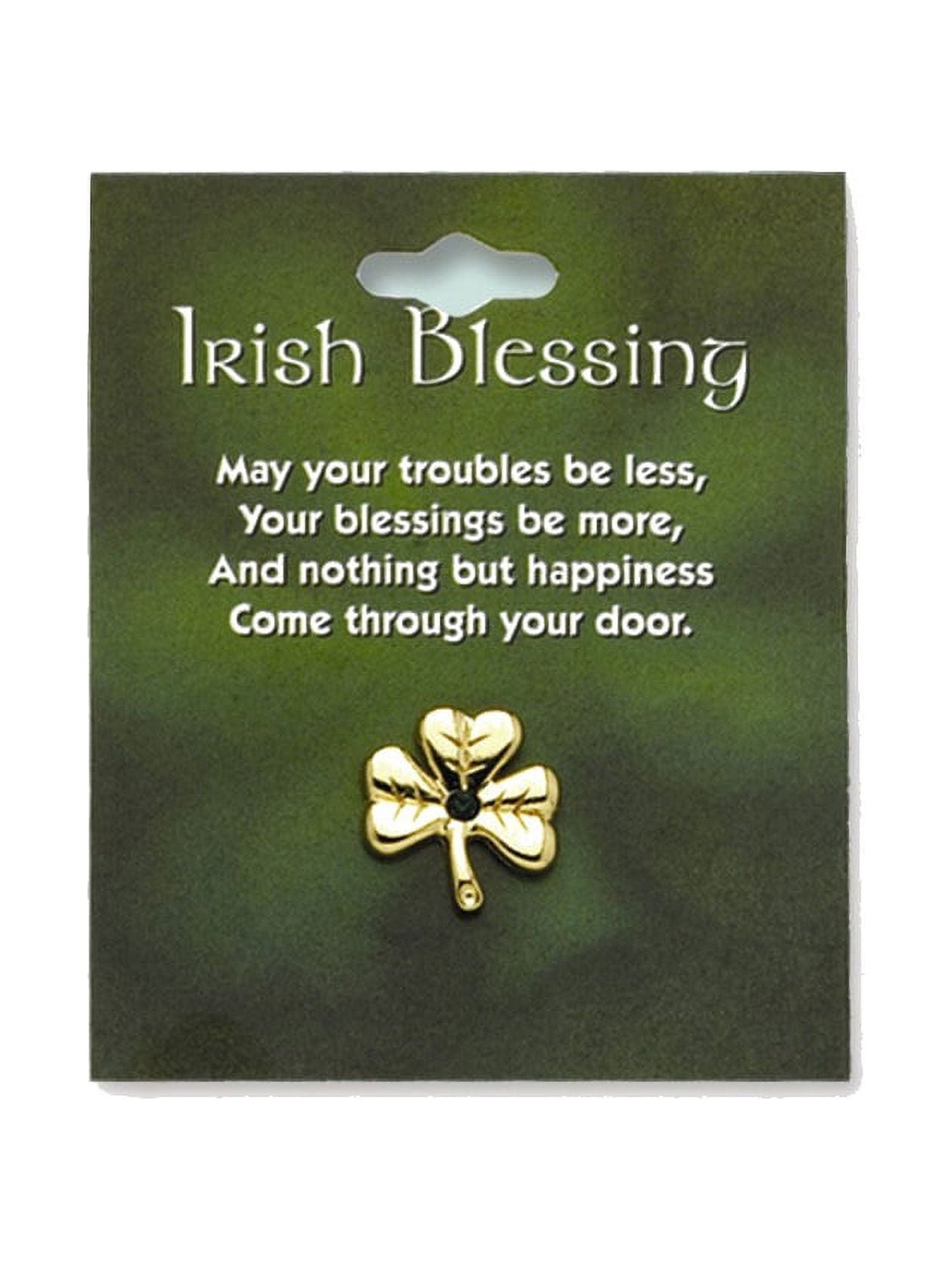 Cathedral Art T980 Shamrock Lapel Pin with Emerald Stone Carded
