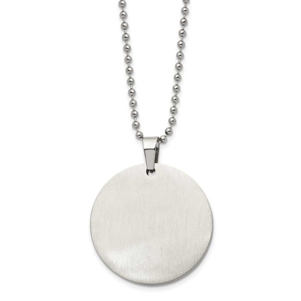 Stainless Steel Brushed & Polished 2mm Thick Circular Disc Necklace