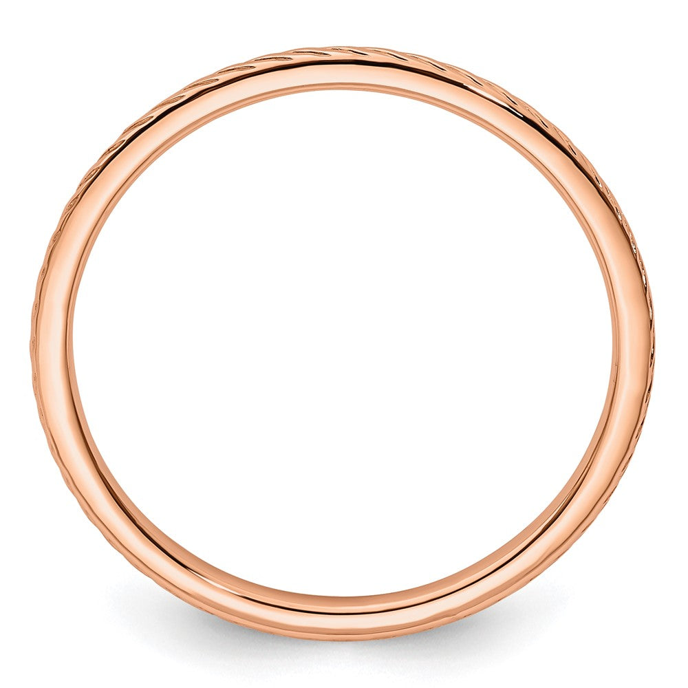 10K Rose Gold 1.2mm Twisted Wire Pattern Stackable Band Size 6.5