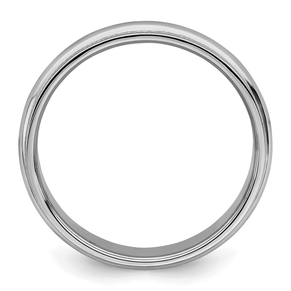 Sterling Silver Rhodium-plated 4mm Half Round Milgrain Size 6 Band