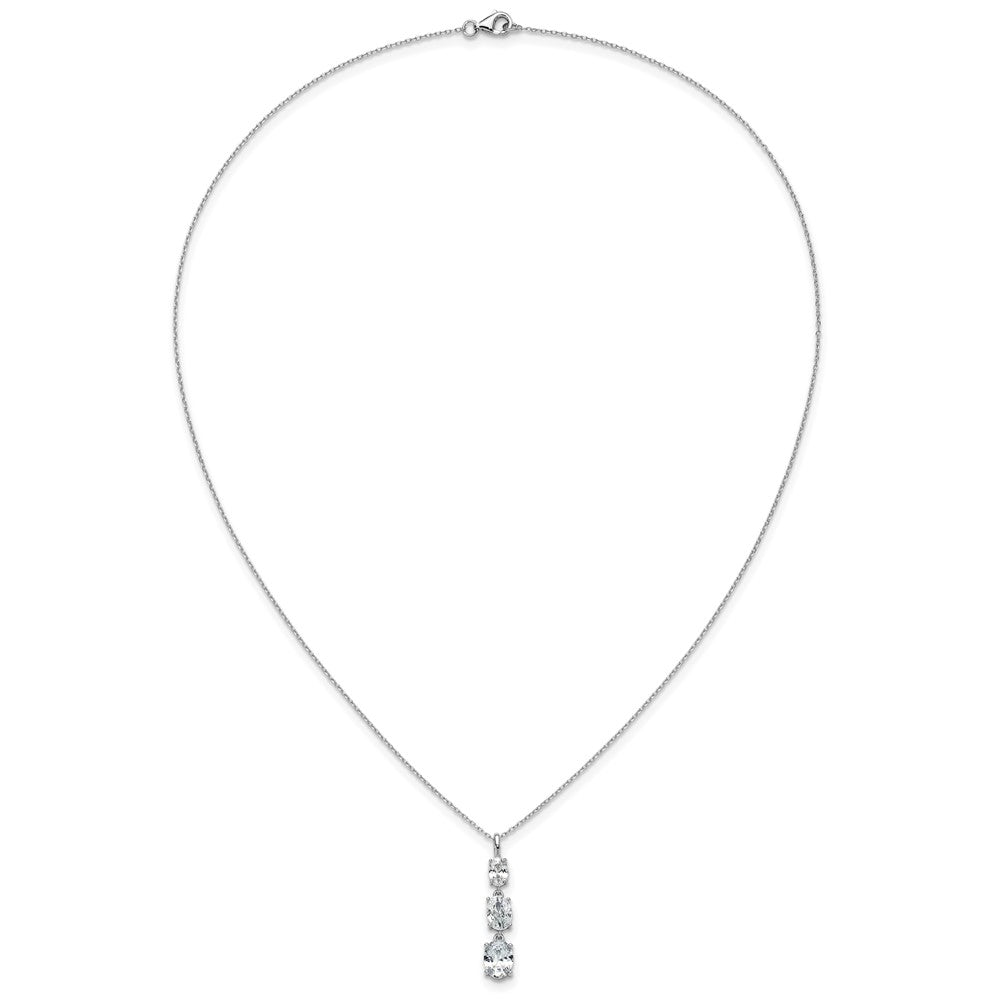 Cheryl M Sterling Silver Rhodium-plated Polished Graduated Triple Oval CZ Necklace 18 Inches