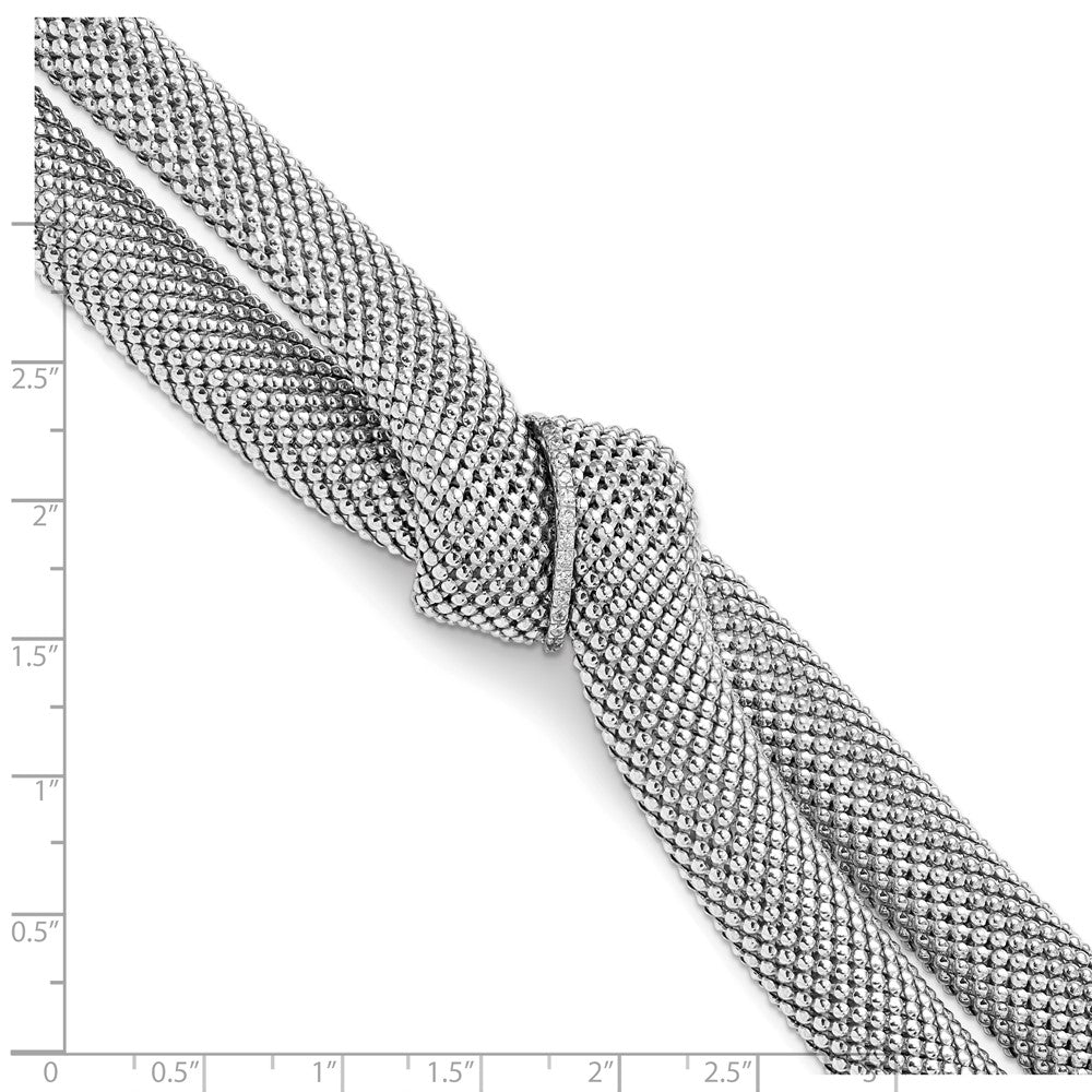 Sterling Silver Rhodium-plated CZ Knot Bracelet