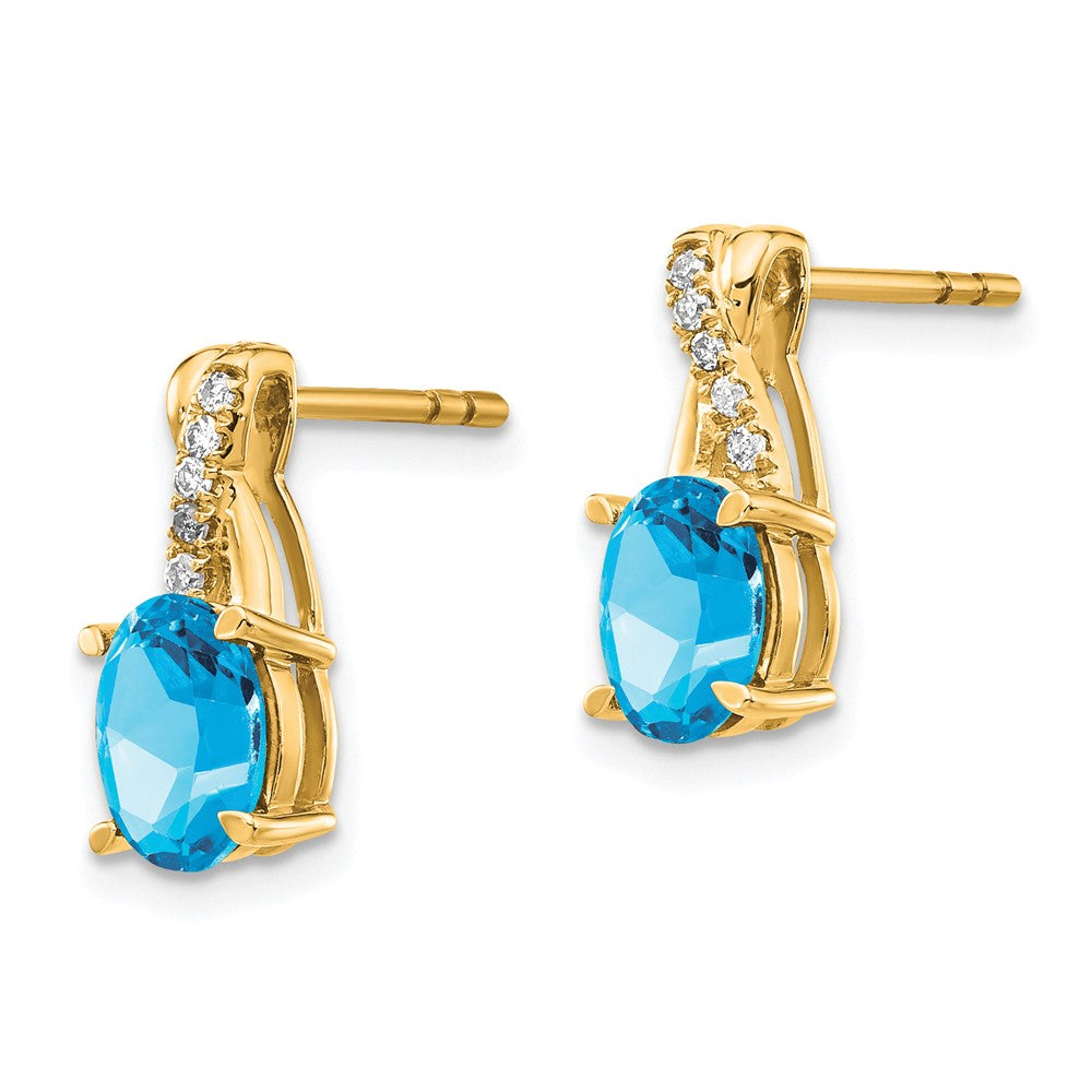 14K Blue Topaz and Diamond Earrings
