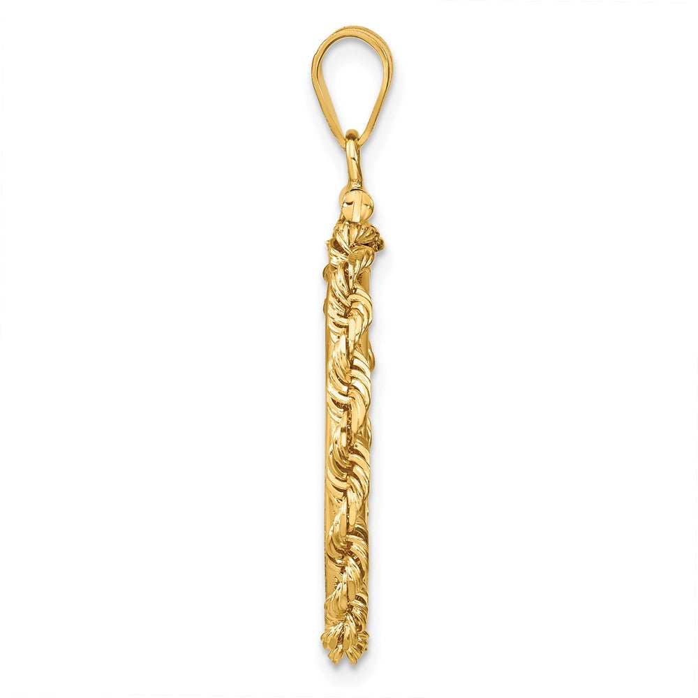 Wideband Distinguished Coin Jewelry 14k Polished Rope 21.6mm x 1.7mm Screw Top Coin Bezel Pendant