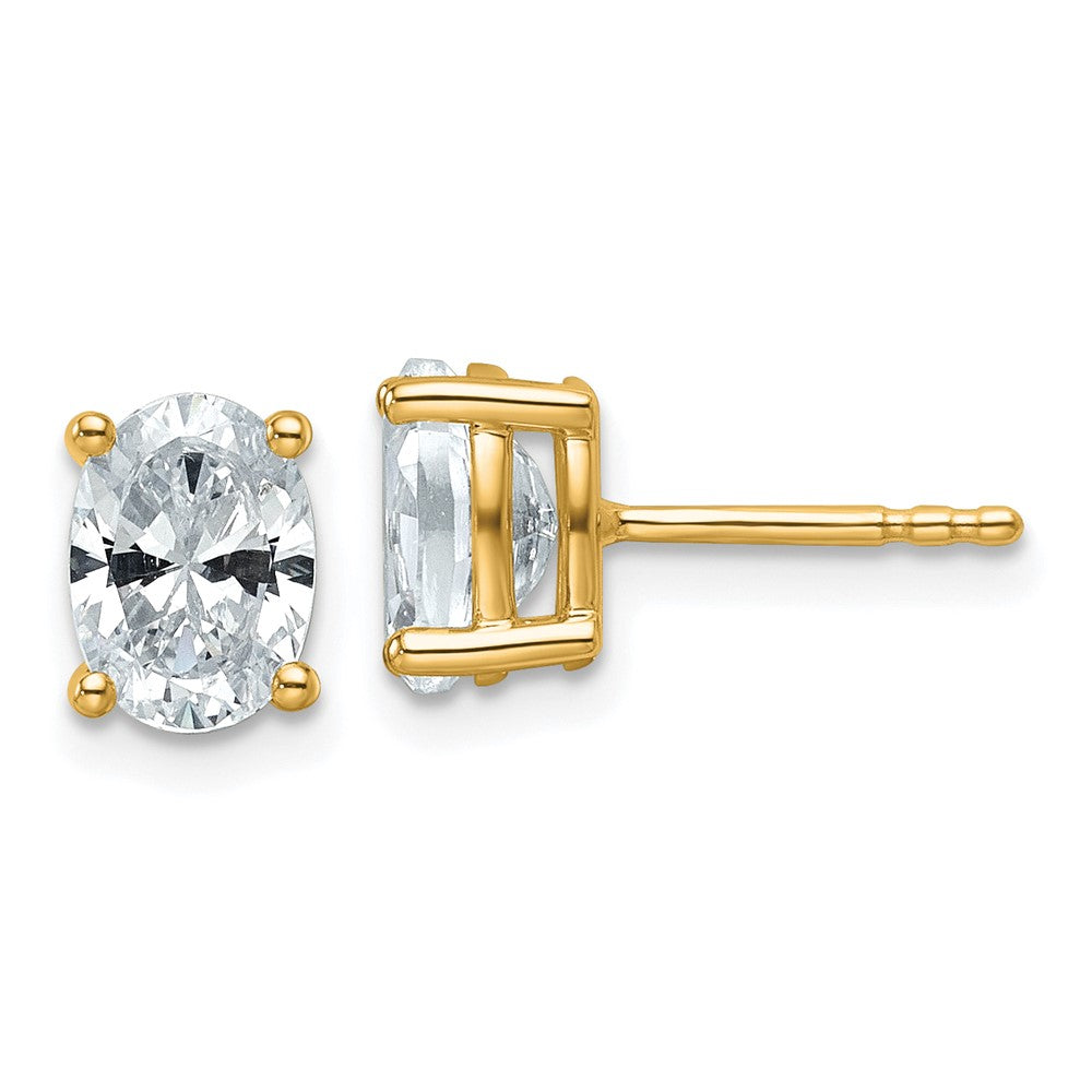 14k Yellow Gold 1 1/2 ctw Certified Lab Grown Diamond VS+ F+ Oval 4 Prong Heavy Wt. Stud Earrings