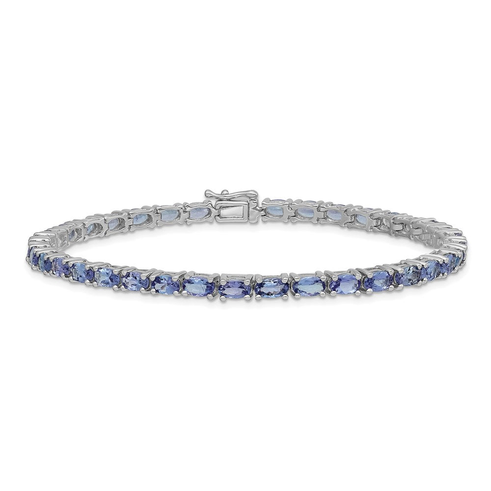 Sterling Silver Rhodium-plated Tanzanite Bracelet 7 inches
