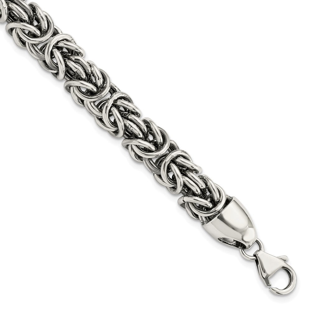 Sterling Silver Polished & Antiqued 8.5in Byzantine Bracelet 8.5 inches