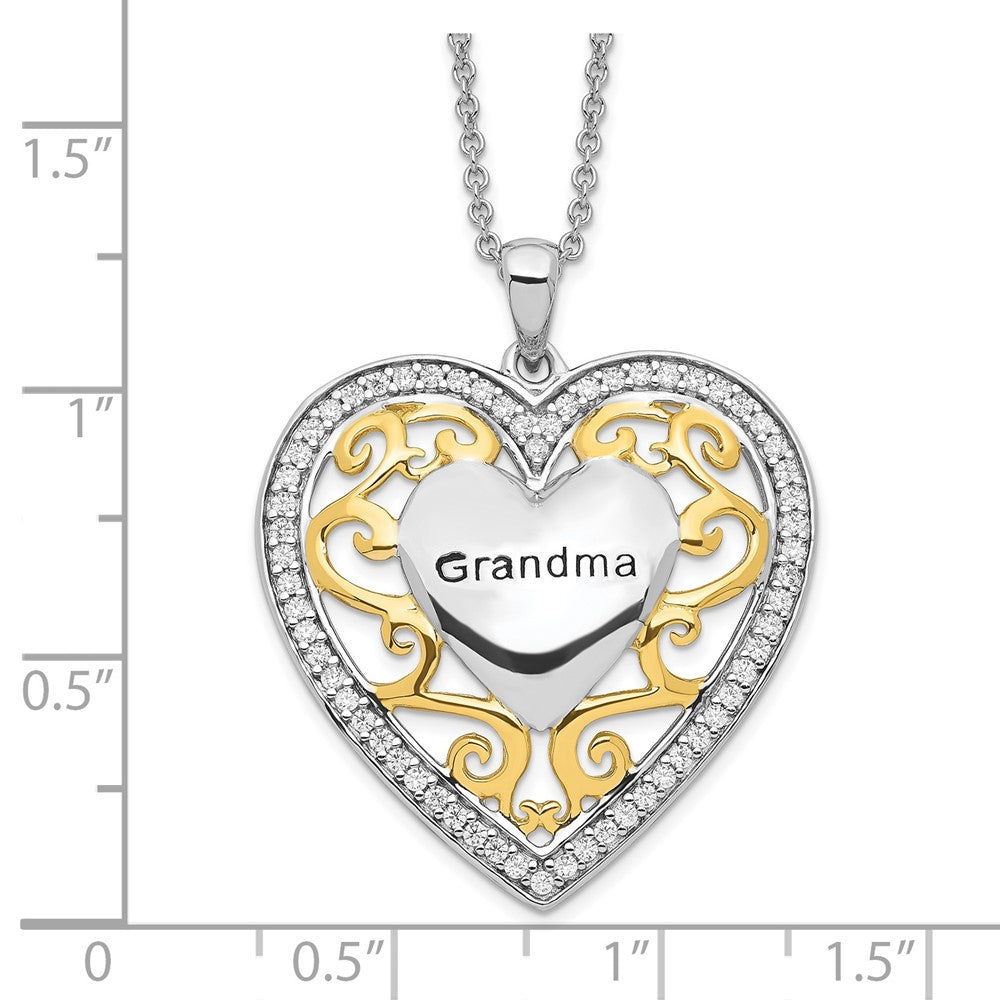 Sentimental Expressions Sterling Silver Gold-plated Grandma 18in Heart Necklace 18 Inches