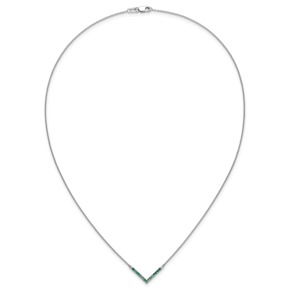 14k White Gold Emerald 18in. V-Necklace