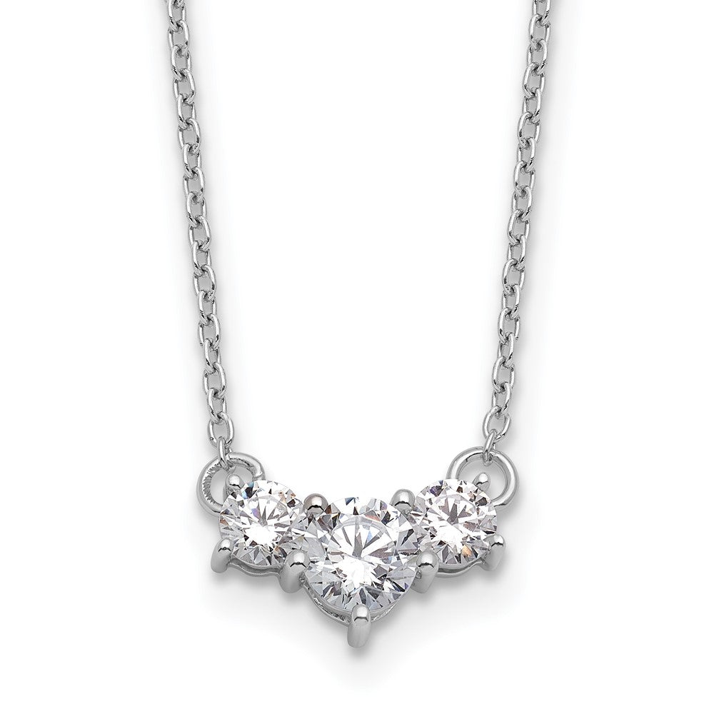 14k White Gold 3/4 carat Lab Grown Diamond VS/SI+ G+ 18 inch Three Stone Necklace