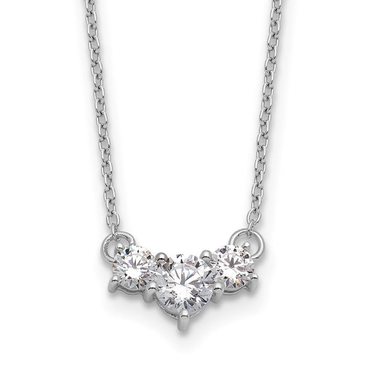 14k White Gold 3/4 carat Lab Grown Diamond VS/SI+ G+ 18 inch Three Stone Necklace