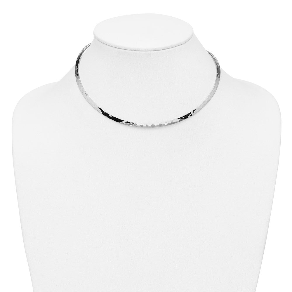Sterling Silver 3.5mm Hammered Neck Collar 14 Inches