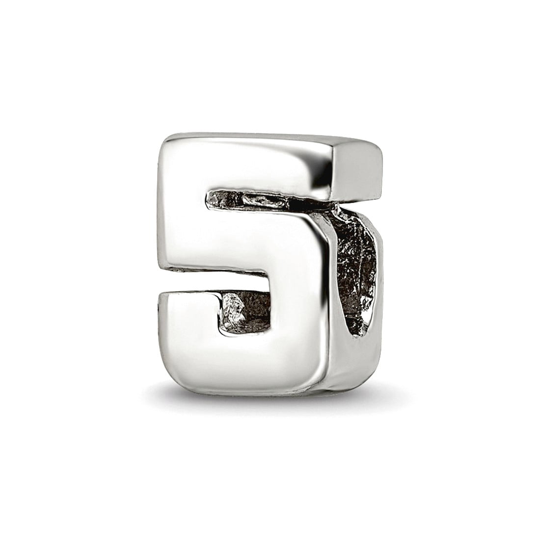 925 Sterling Silver Polished Reflections Numeral 5 Bead Charm 8.18x6.36mm Wide Pendant Necklace for Women