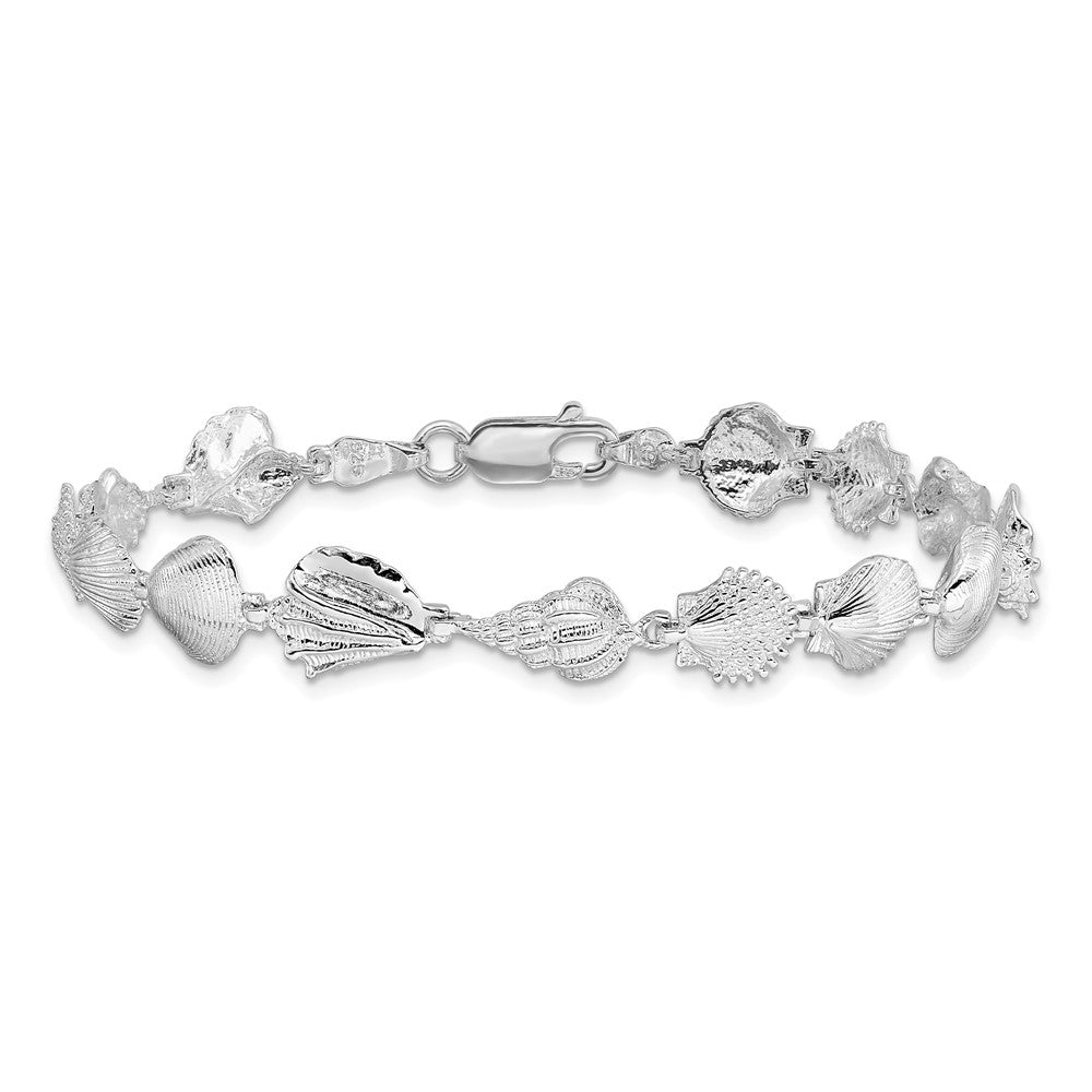 De-Ani Sterling Silver Rhodium-plated Polished Multi-Shell 7.25 inch Bracelet 7.25 inches