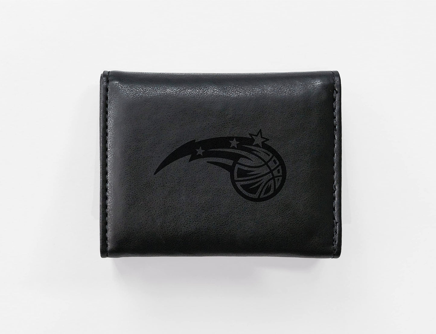 Basketball Rico Industries Orlando Magic Black Laser Engraved Trifold Laser Engraved Tri-Fold Wallet - Men's Accessory