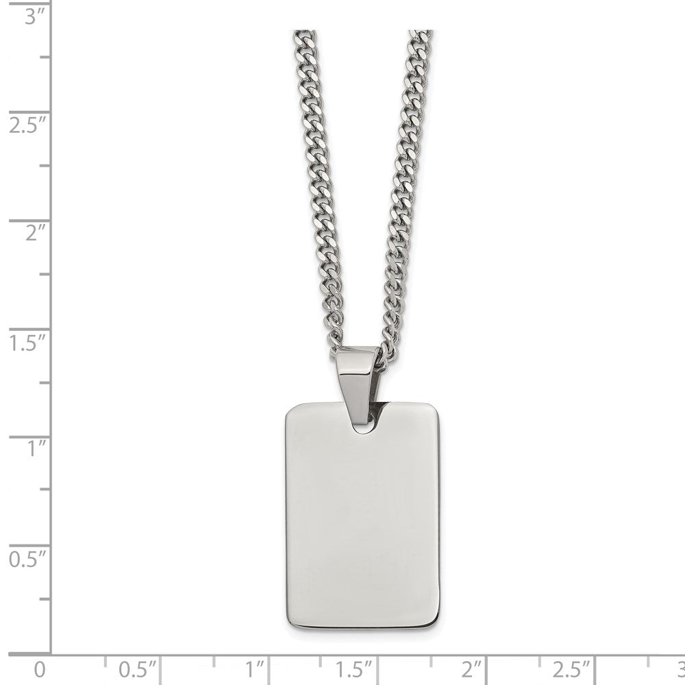 Stainless Steel Polished Dog Tag 24in Necklace