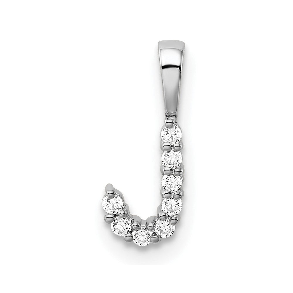 14k White Gold 1/10 carat Lab Grown Diamond VS/SI+ G+ Letter J Initial Pendant