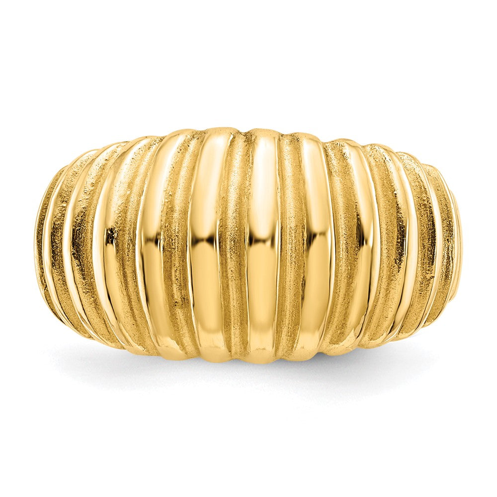 14k High Polished Ribbed Dome Ring Size 5.5