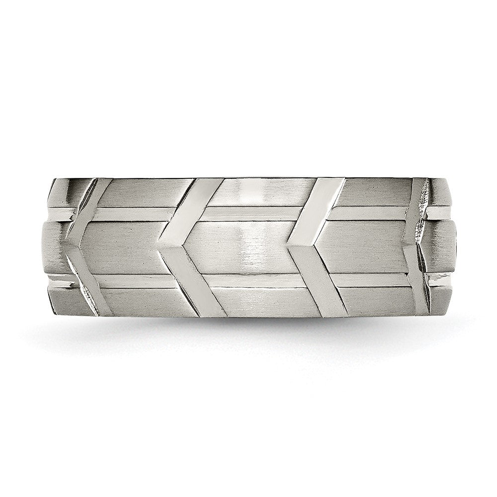 Titanium Brushed and Polished 8mm Band Size - 12.5