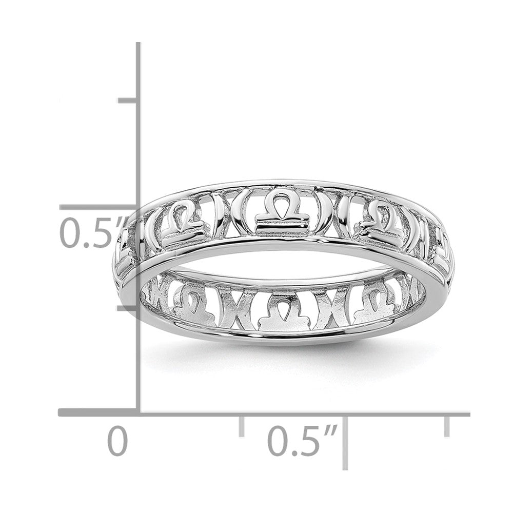 Sterling Silver Stackable Expressions Libra Zodiac Ring Size -10