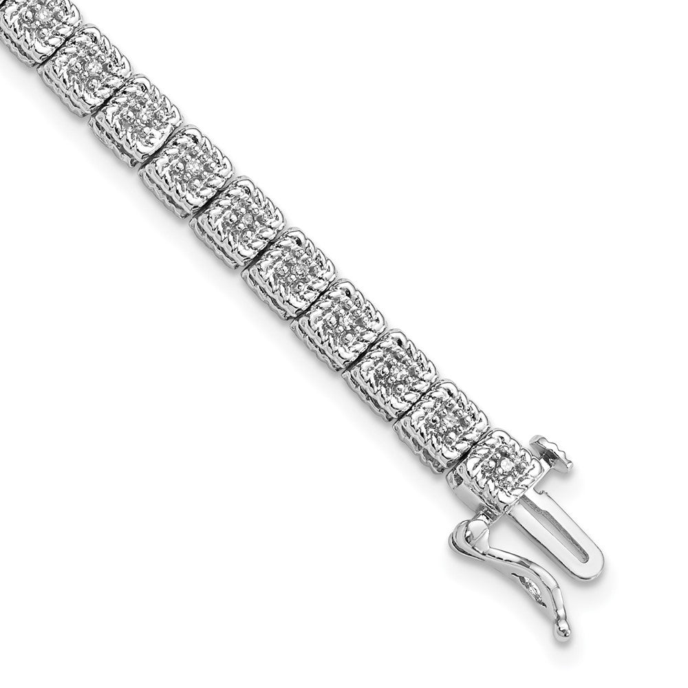 Sterling Silver Rhodium Plated Diamond Bracelet 7 inches