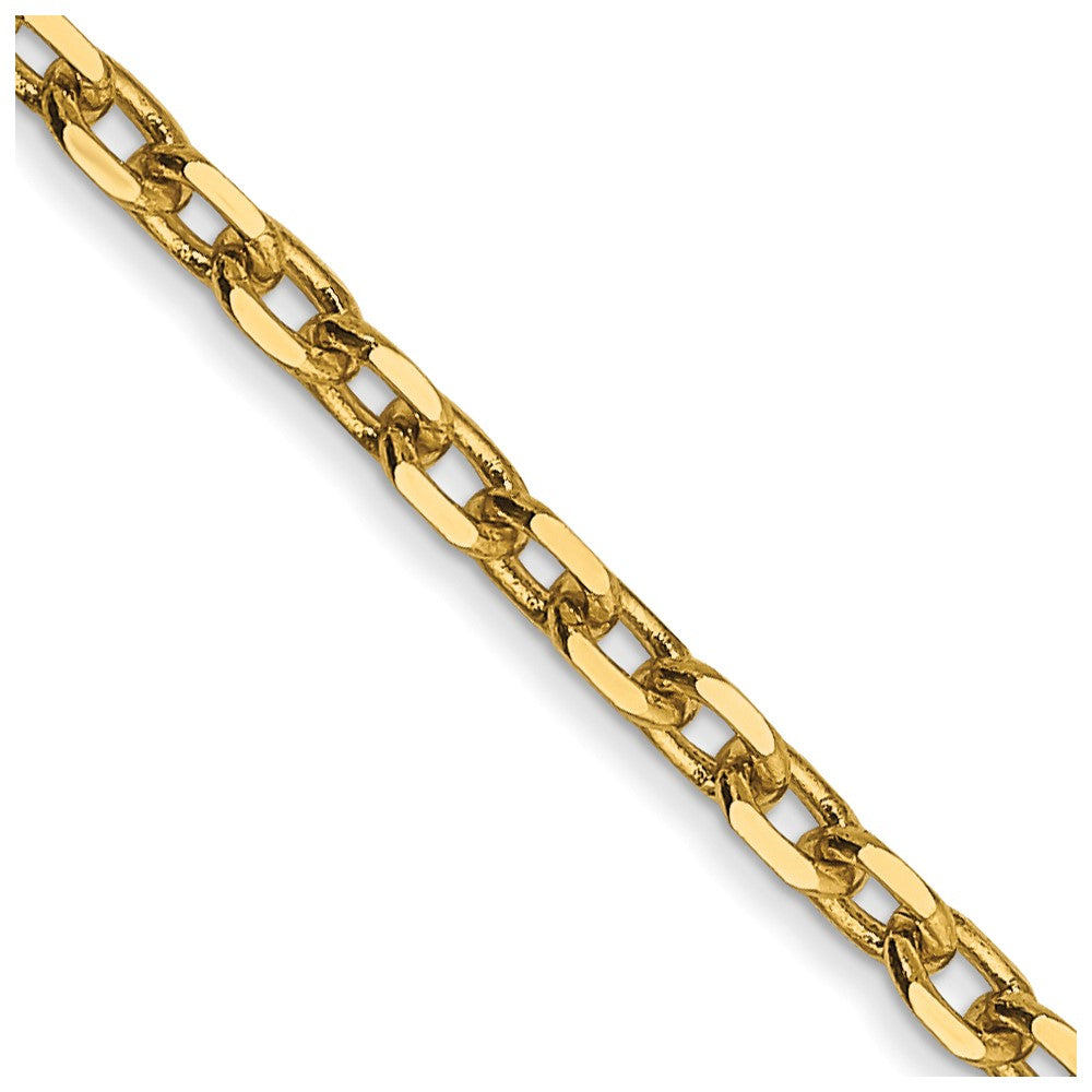 14K 26 inch 2.2mm Diamond-cut Round Open Link Cable with Lobster Clasp Chain