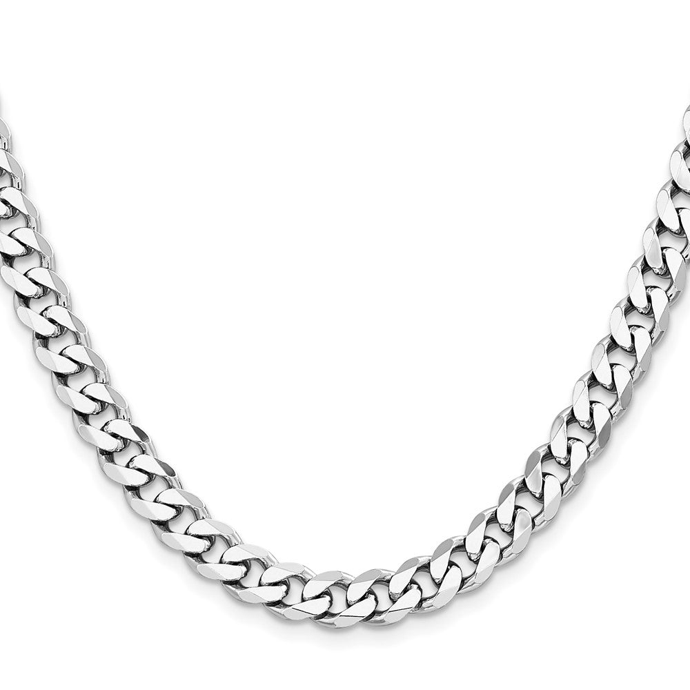 Sterling Silver Rhodium-plated 7.5mm Curb Chain 20 Inches