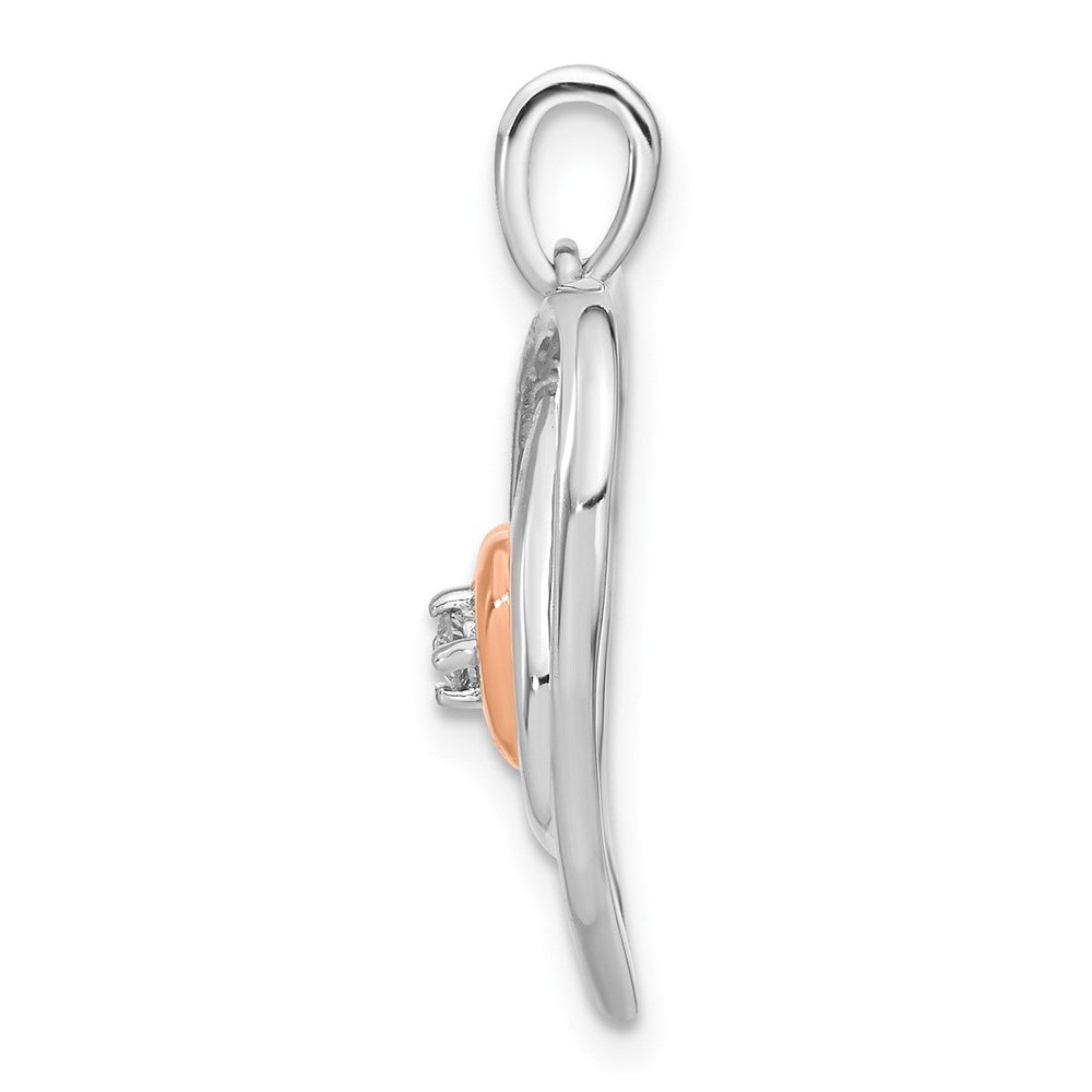 Sterling Silver and Rose-tone Diamond Heart Pendant