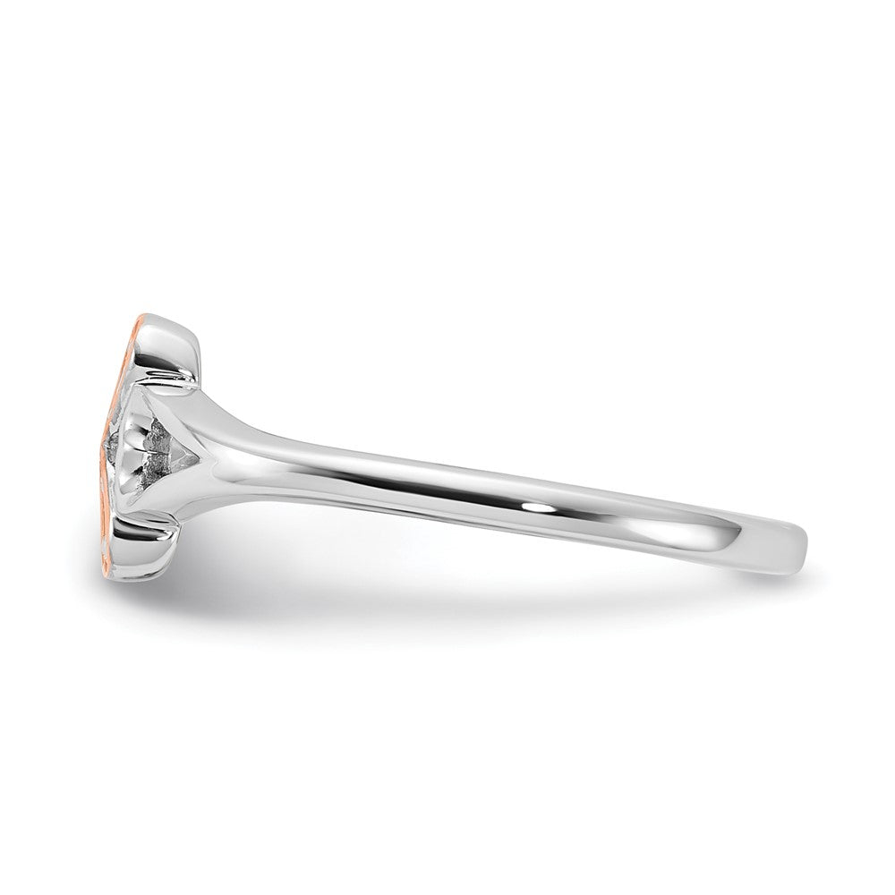 Sterling Silver & Rose-plate Polished Fancy Diamond Heart Ring