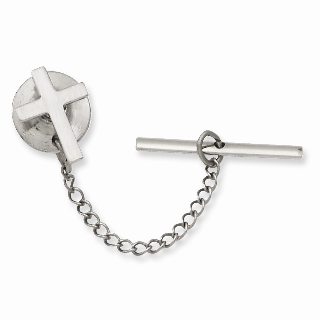 Kelly Waters Rhodium-plated Polished Cross Tie Tac Q-KW566
