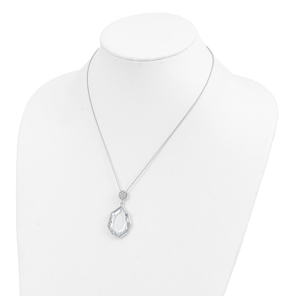 Sterling Silver Rhodium-plated CZ Pendant 18 inch Necklace