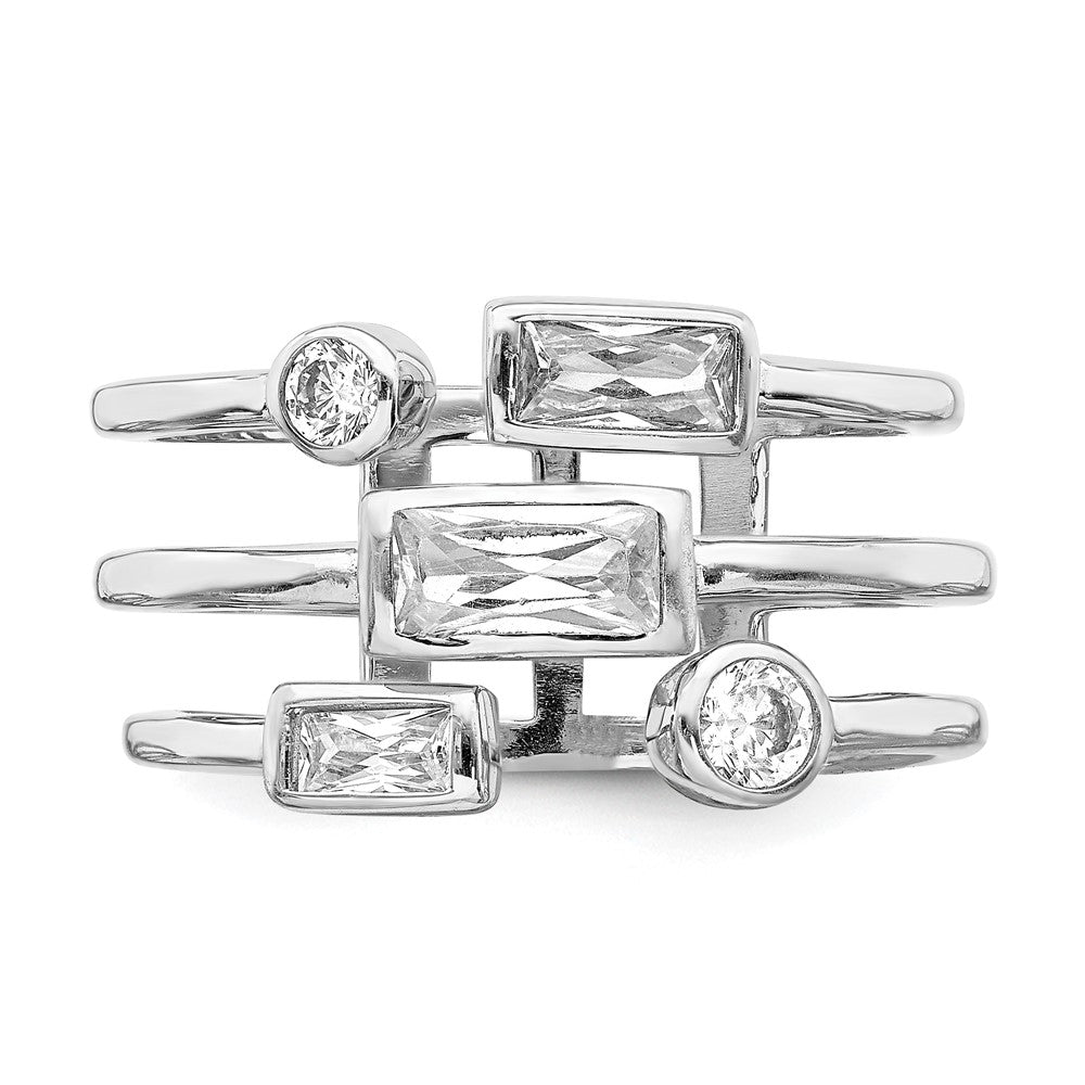 Sterling Silver Rhodium Plated CZ Ring