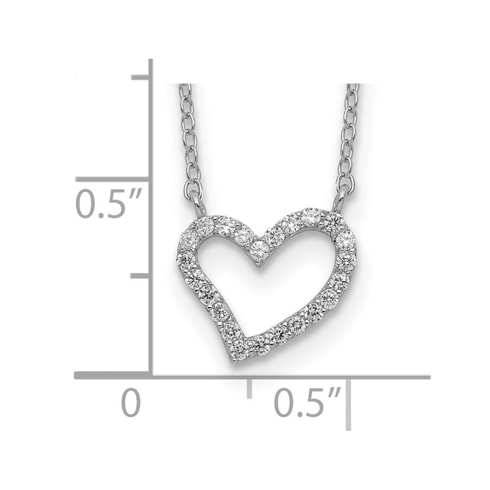 Sterling Silver Rhodium-plated CZ Open Heart 18 inch Necklace 18 Inches