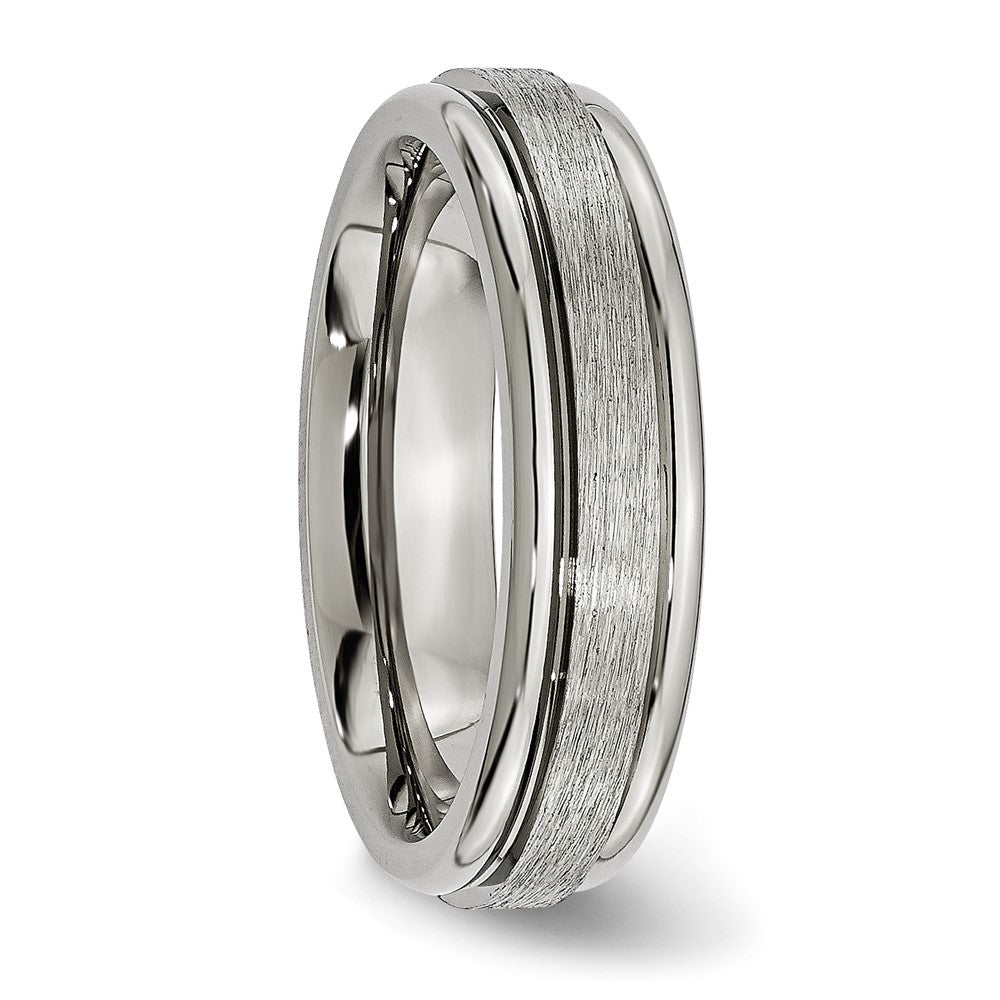 Titanium Brushed and Polished 6mm Grooved Edge Band Size - 6