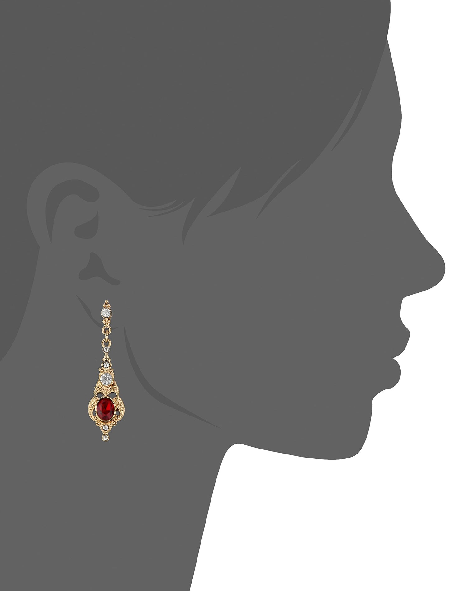 Downton Abbey Red Oval Gold-Toned Drop Earrings 17506 NEW