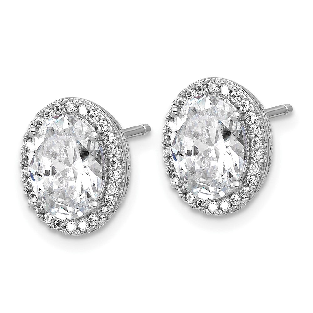 Sterling Silver Rhodium-plated Polished CZ Flower Post Earrings
