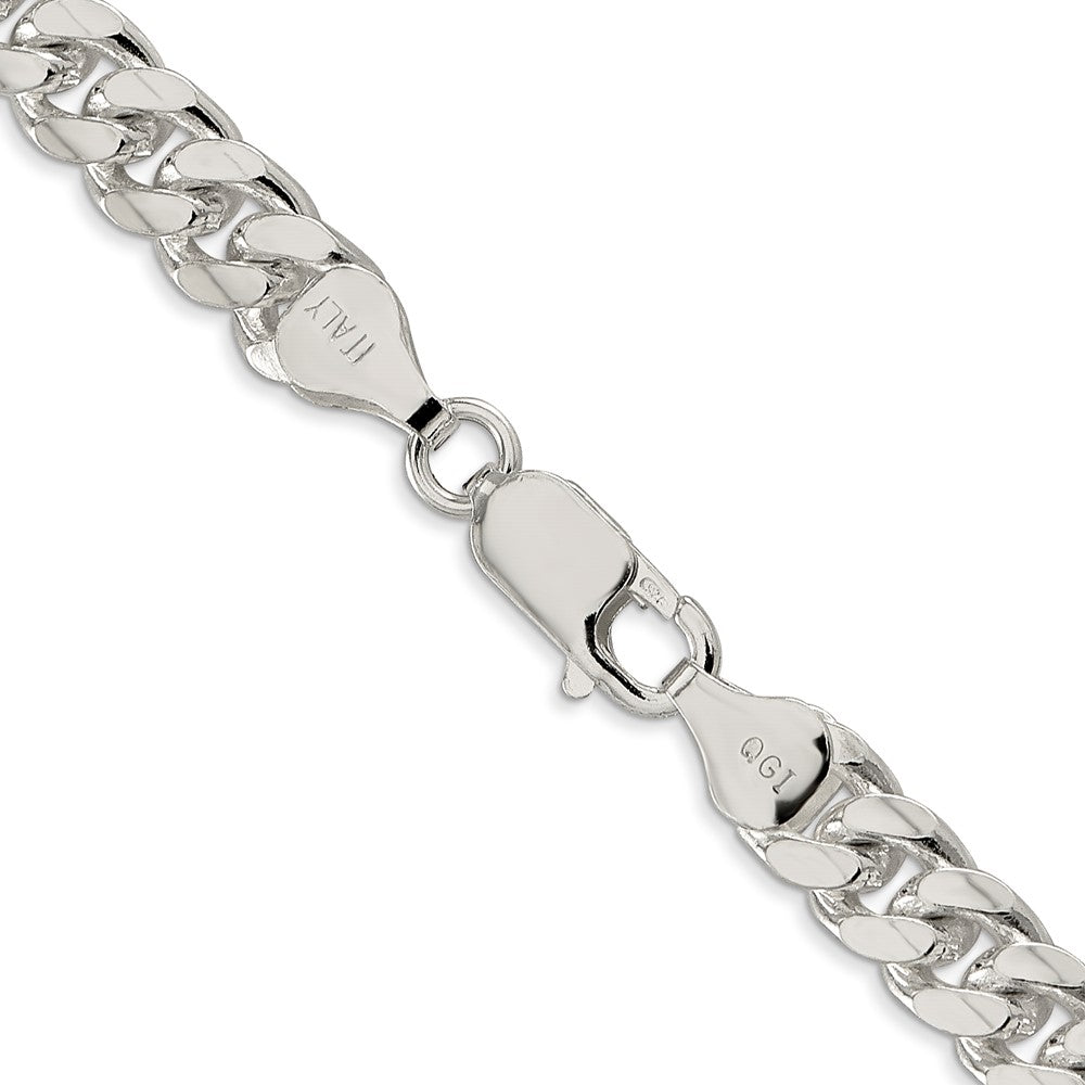 Sterling Silver 7mm Domed w/ Side D/C Curb Chain 18 Inches