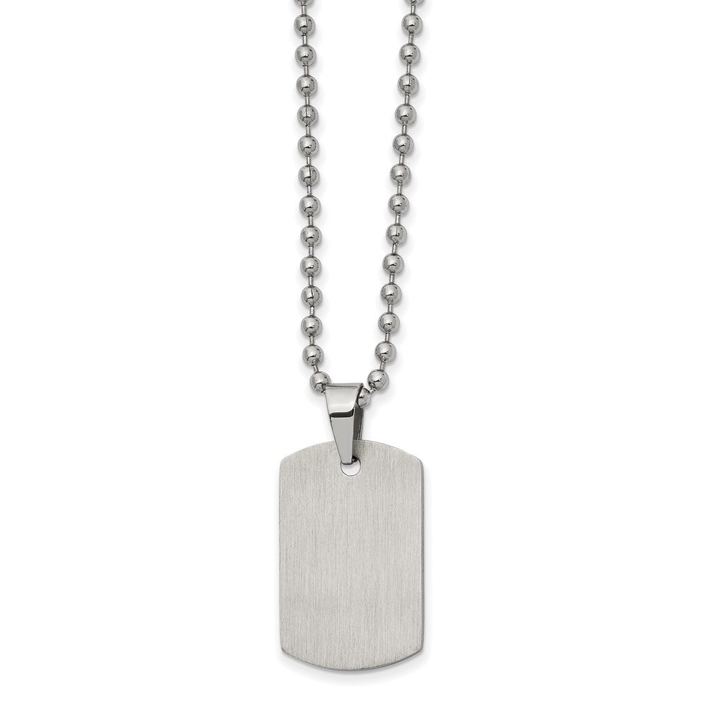 Stainless Steel Brushed and Polished Reversible Dog Tag 22in Necklace